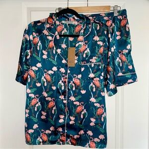 Flamingo Satin Pajama Short Set